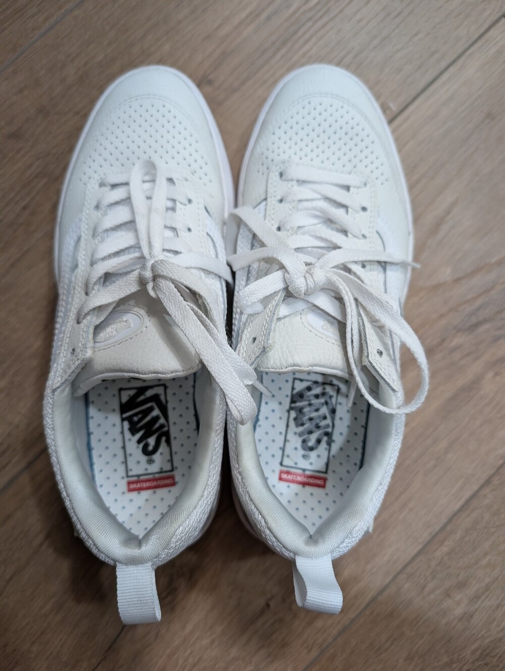Vans White Perforated Lace Sneakers